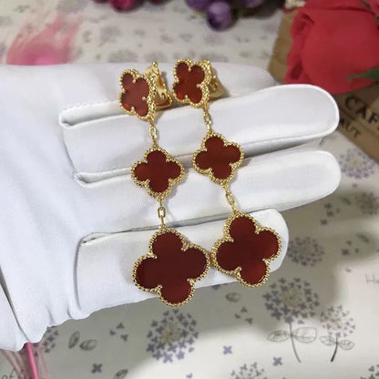 [Love More]CLOVER 3 MOTIF CARNELIAN DROP EARRINGS