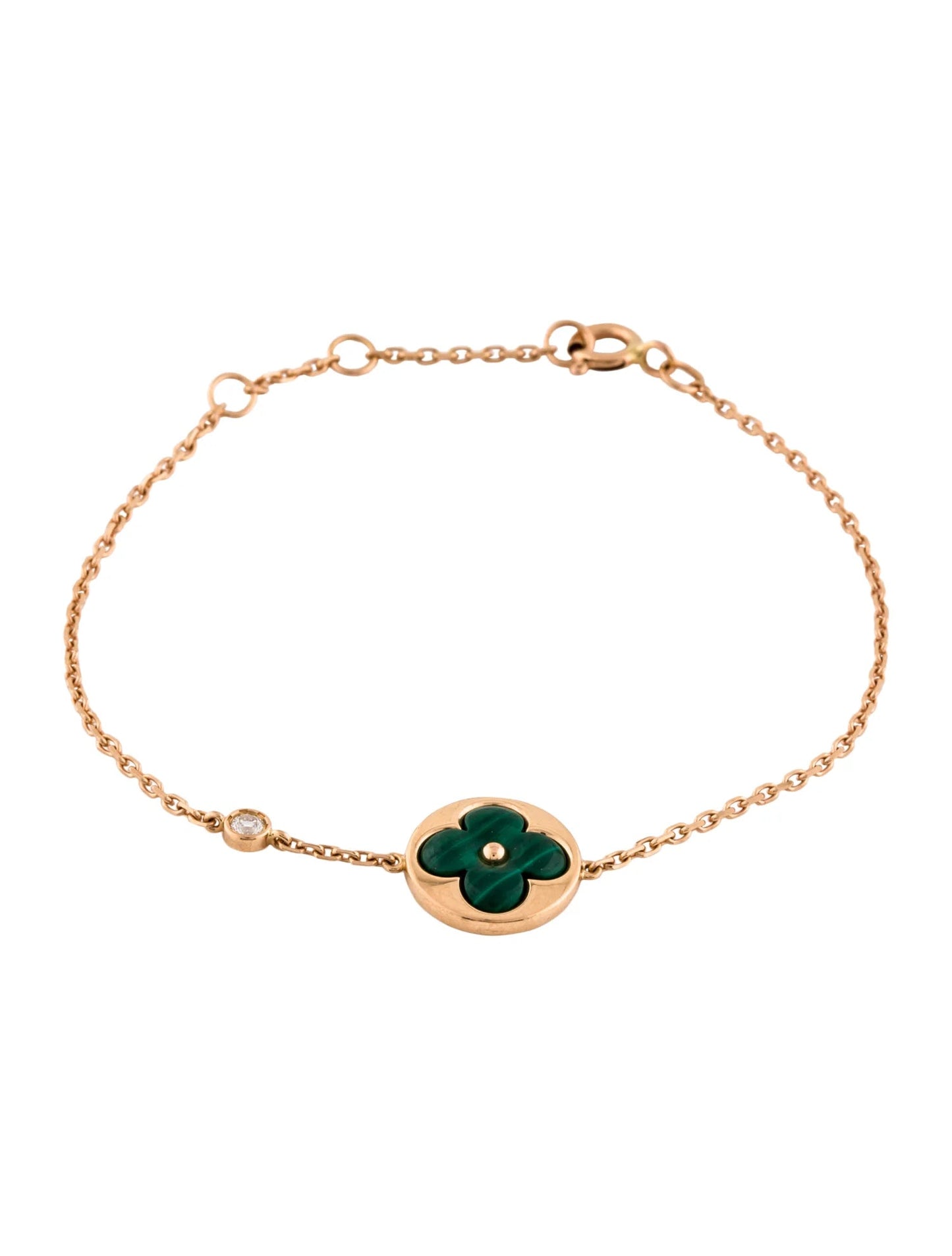 [Love More]SUN MALACHITE 1 DIAMOND PINK GOLD ARMBAND