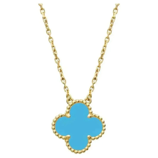 [Love More]CLOVER 15MM VINTAGE TURQUOISE NECKLACE