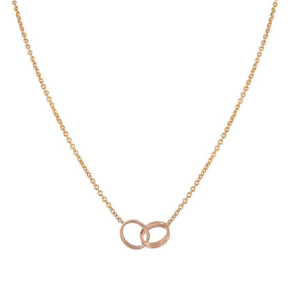 [Love More]LIEBE HALSKETTE DOPPELRING ROSA GOLD 