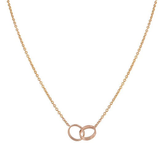 [Love More]LIEBE HALSKETTE DOPPELRING ROSA GOLD 