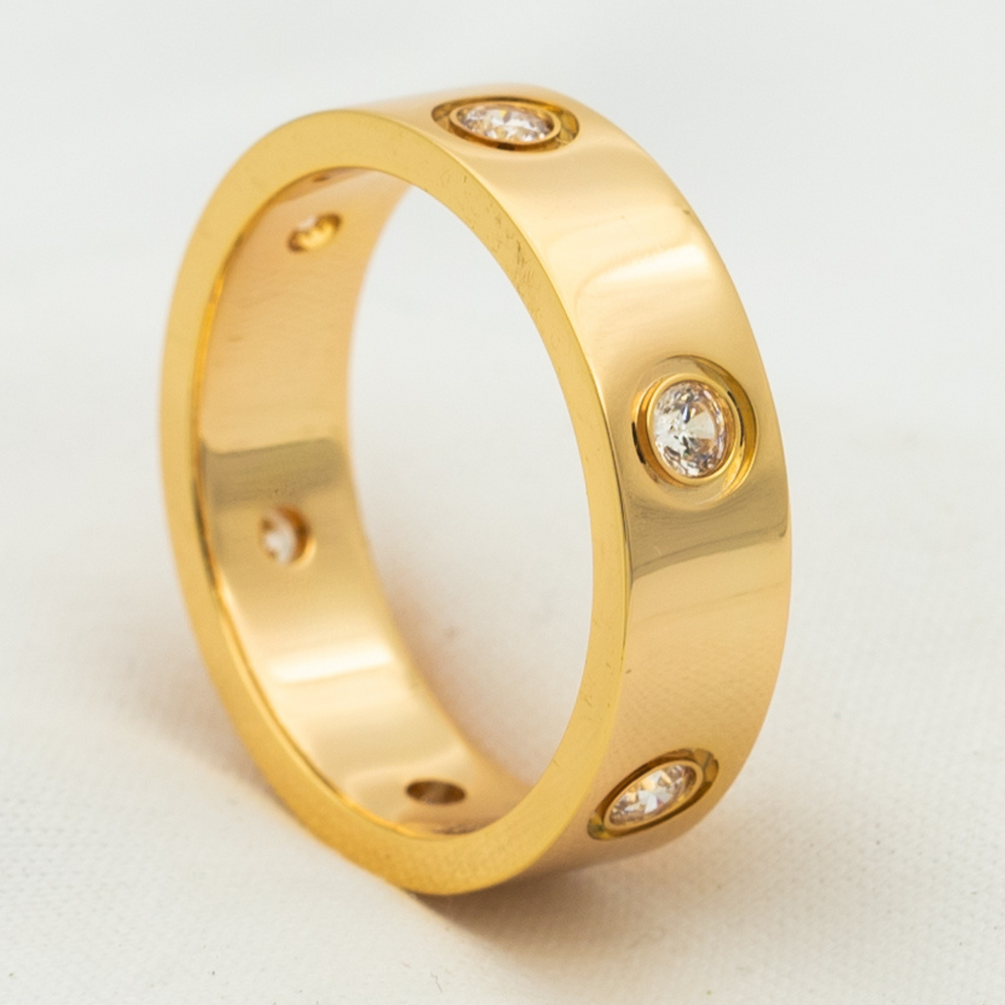 [Love More]LOVE RING 5.5MM 6 DIAMONDS PINK GOLD