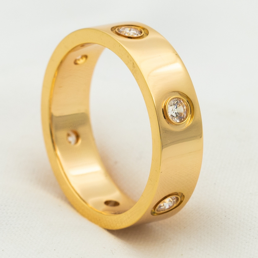 [Love More] LIEBESRING 5,5 MM 6 DIAMANTEN ROTGOLD