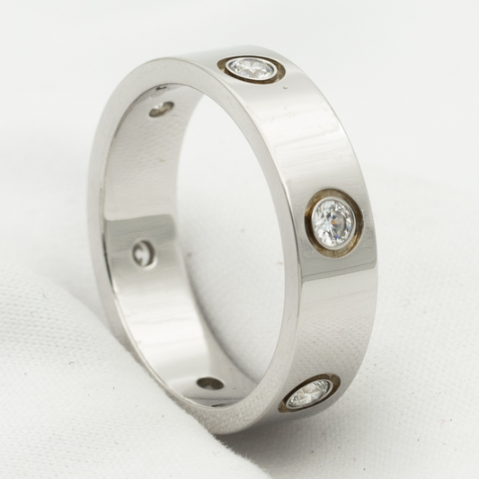 [Love More]Liebesring 5,5 mm 6 Diamanten Silber