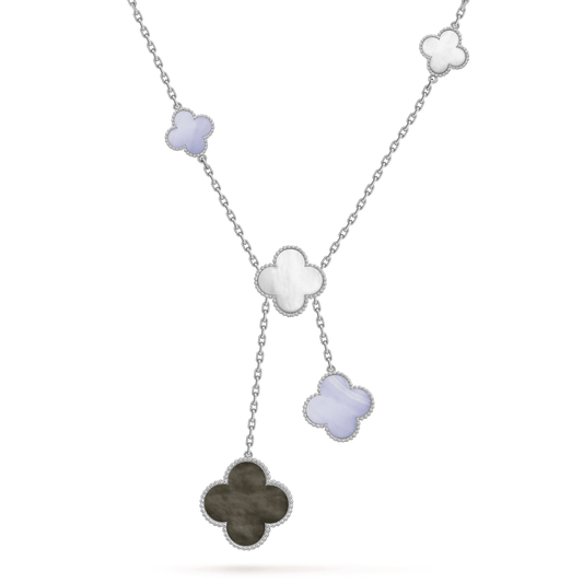 [Love More]CLOVER MOP CHALCEDON HALSKETTE SILBER 6 MOTIV 