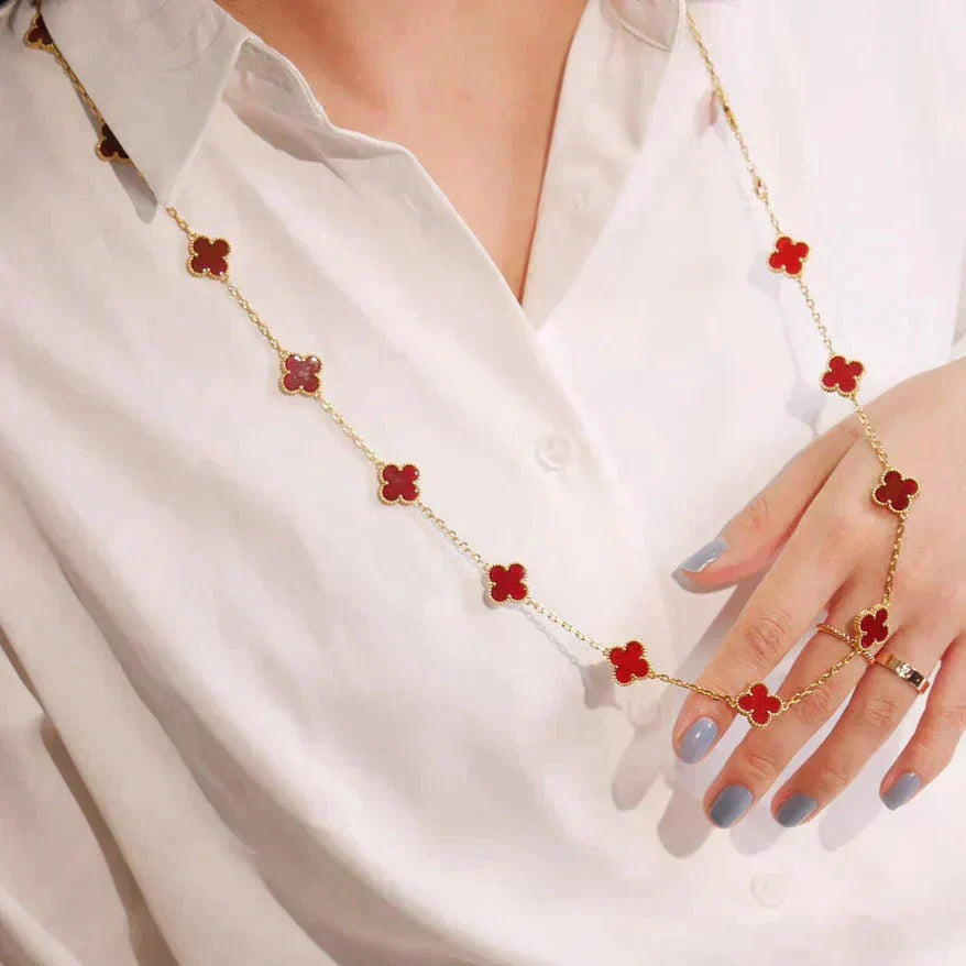 [Love More]CLOVER 20 MOTIFS CARNELIAN NECKLACE