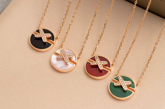 [Love More]JEUX DE PINK GOLD DIAMOND NECKLACE