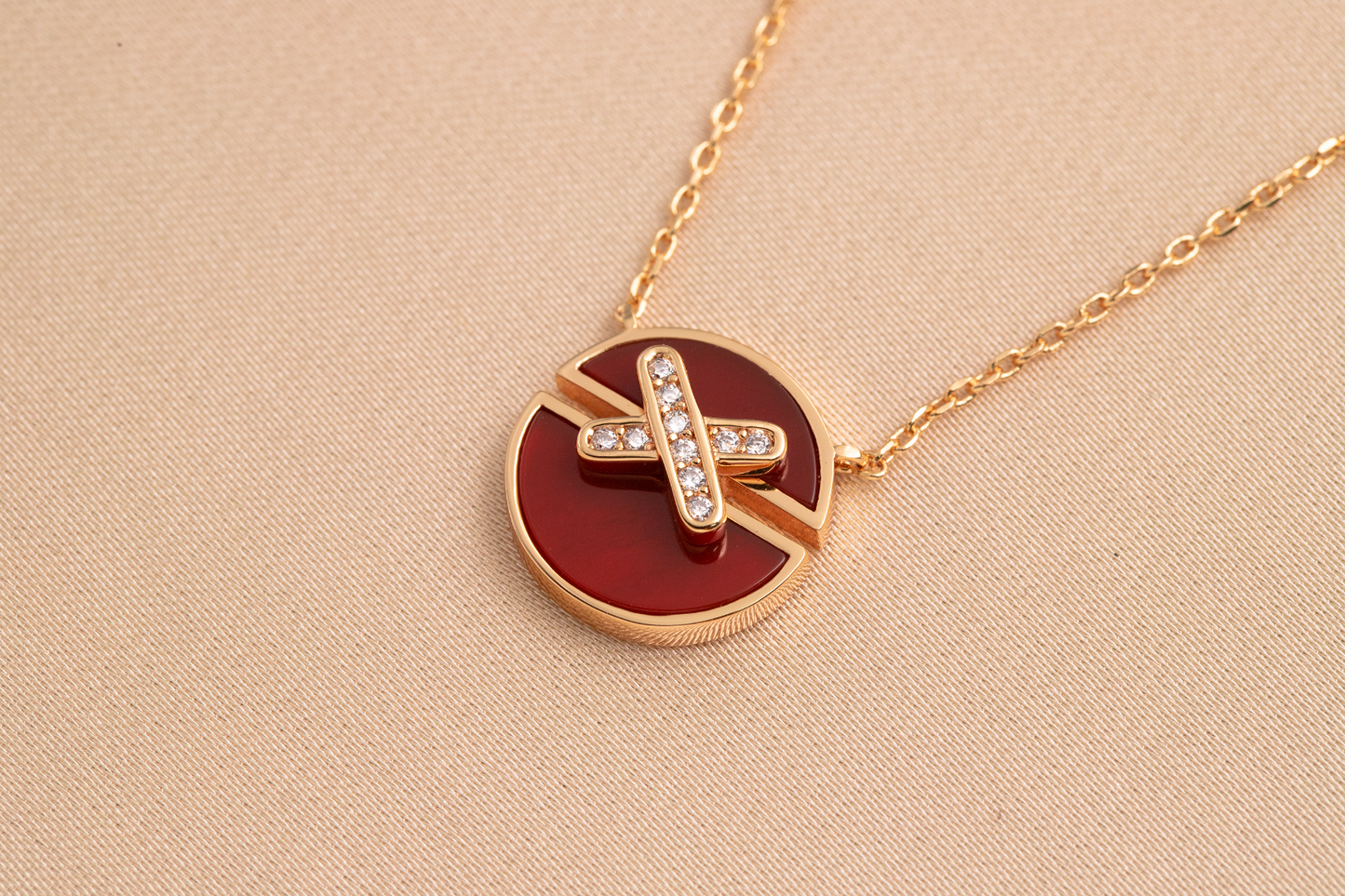 [Love More]JEUX DE PINK GOLD DIAMANT HALSKETTE