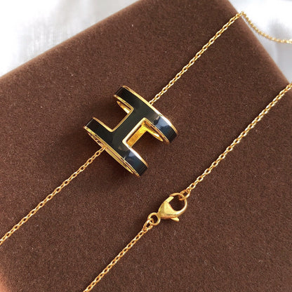 [Love More]HM CLIC BLACK ENAMEL GOLD NECKLACE