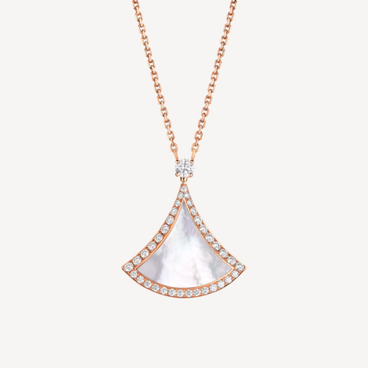 [Love More]DREAM MOP DIAMOND PAVED PINK GOLD NECKLACE