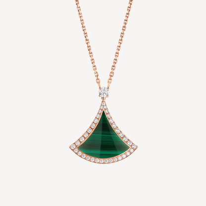 [Love More]DREAM MALACHITE DIAMOND PAVED PINK GOLD NECKLACE