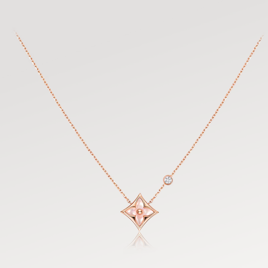 [Love More]STAR PINK MOP 1 DIAMOND PINK GOLD NECKLACE