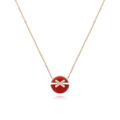 [Love More]JEUX DE ROSÉGOLD DIAMANT-HALSKETTE