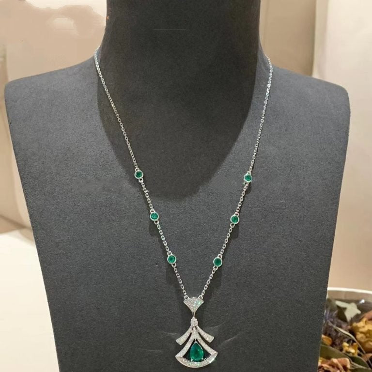 [Love More]DREAM NECKLACE MALACHITE DIAMOND SILVER