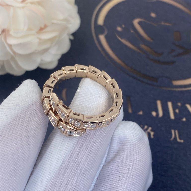 [Love More]SERPENTI RING PINK GOLD DIAMOND PAVED 4MM