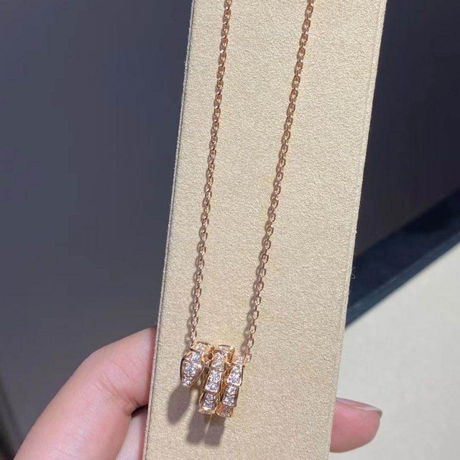 [Love More]SERPENTI PINK GOLD NECKLACE DOUBLE RING DIAMOND