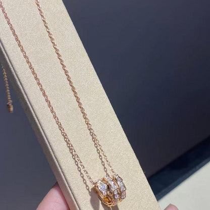 [Love More]SERPENTI PINK GOLD NECKLACE DOUBLE RING DIAMOND