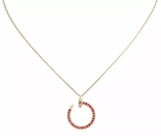 [Love More]JUSTE NECKLACE GOLD RED DIAMONDS