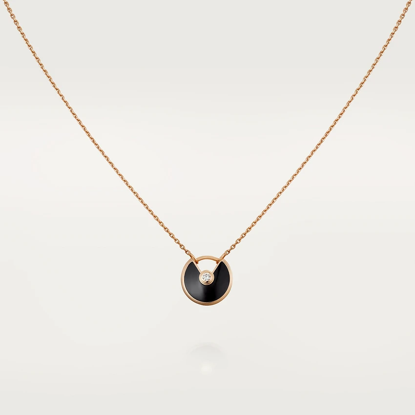 [Love More]AMULETT ROSÉGOLD ONYX HALSKETTE