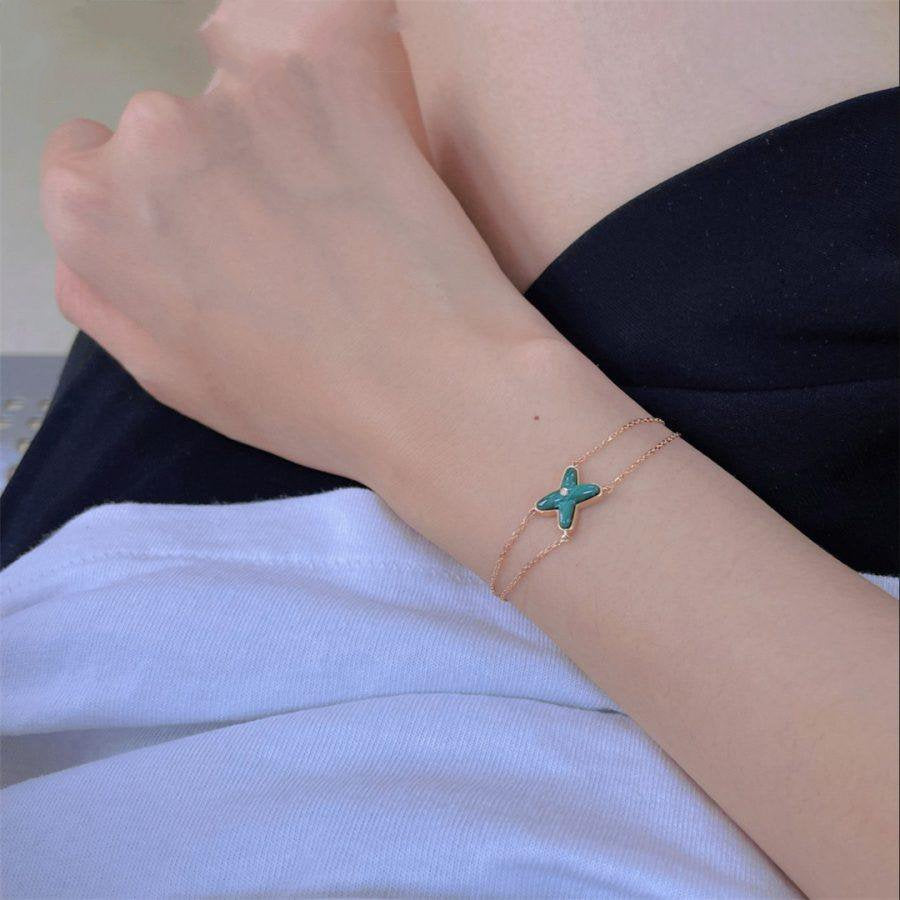 [Love More]JEUX BRACELET MALACHITE PINK GOLD 1 DIAMOND