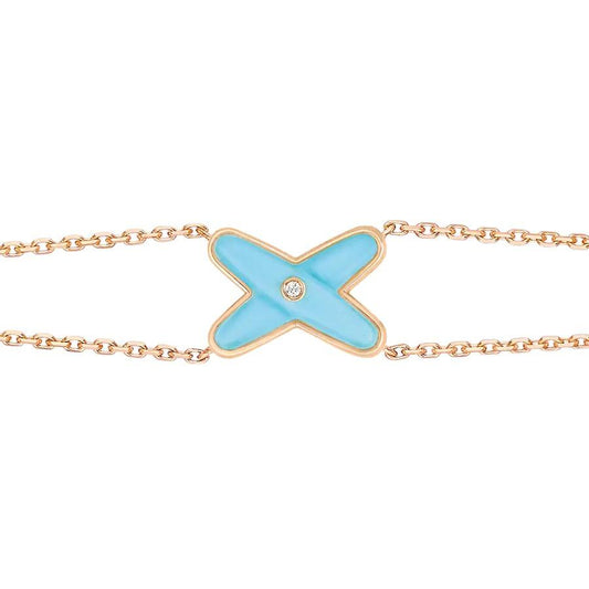 [Love More]JEUX BRACELET TURQUOISE PINK GOLD 1 DIAMOND