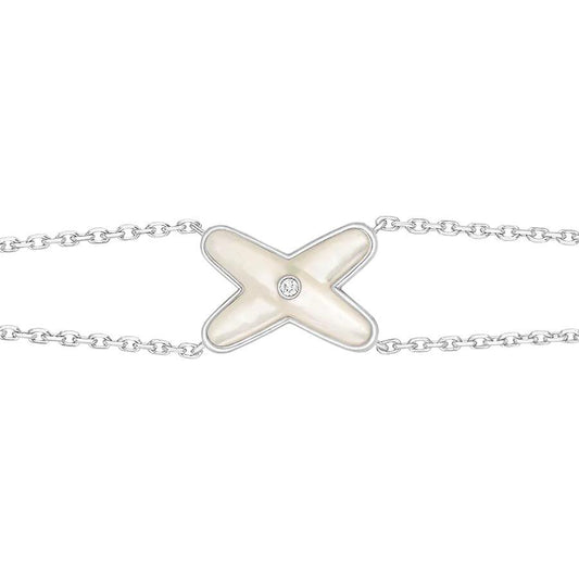 [Love More]JEUX ARMBAND WEISSES MOP SILBER 1 DIAMANT