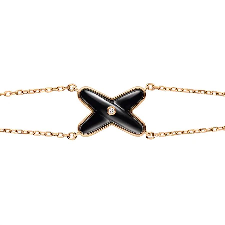 [Love More]JEUX ARMBAND ONYX ROSA GOLD 1 DIAMANT