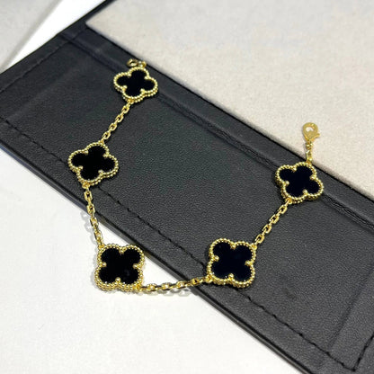 [Love More]CLOVER  5 MOTIFS BLACK ONYX BRACELET