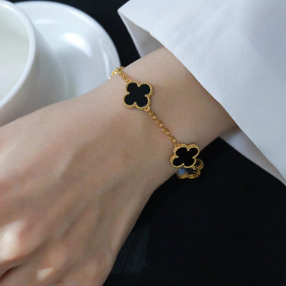 [Love More]CLOVER  5 MOTIFS BLACK ONYX BRACELET