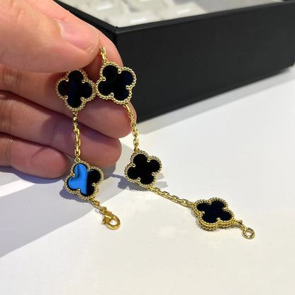 [Love More]CLOVER  5 MOTIFS BLACK ONYX BRACELET