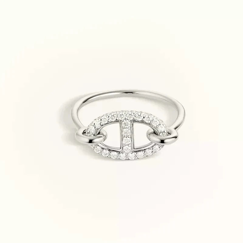 [Love More]Runder kleiner silberner Diamantring