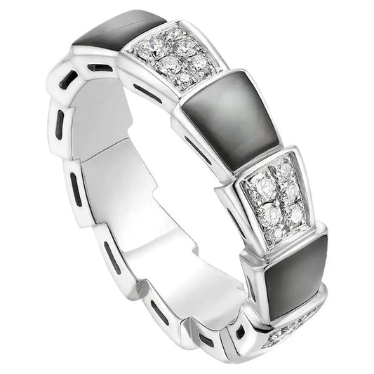 [Love More]SERPENTI RING SILBER DIAMANT SCHWARZ MOP 4MM