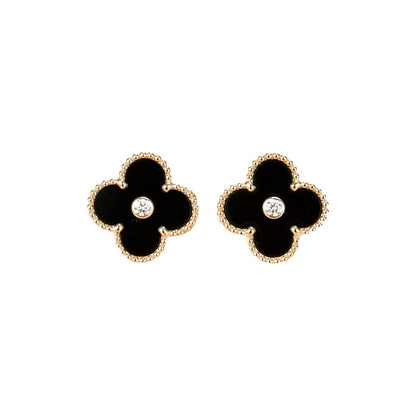 [Love More]CLOVER MEDIUM 1 MOTIFS ONYX DIAMOND OHRRINGE