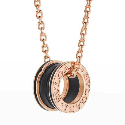 [Love More]ZERO 1 BLACK CERAMIC PINK GOLD NECKLACE