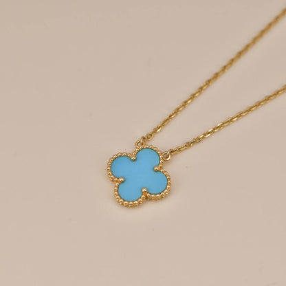 [Love More]CLOVER 15MM VINTAGE TURQUOISE NECKLACE