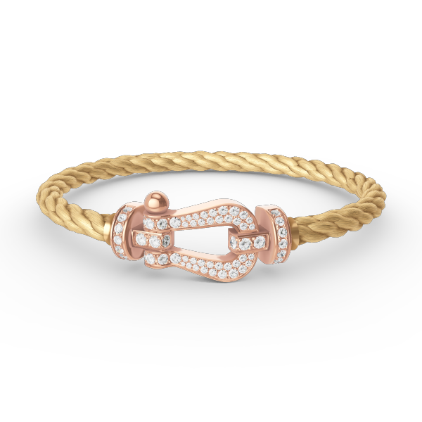 [Love More]FORCE GROSSES HUFEISENARMBAND MIT VOLLMUNDDIAMANTEN IN ROSÉGOLD