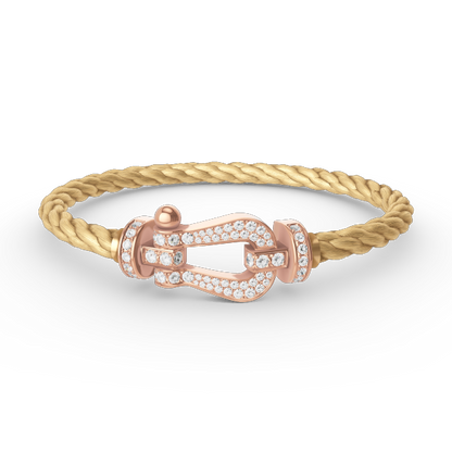 [Love More]FORCE GROSSES HUFEISENARMBAND MIT VOLLMUNDDIAMANTEN IN ROSÉGOLD