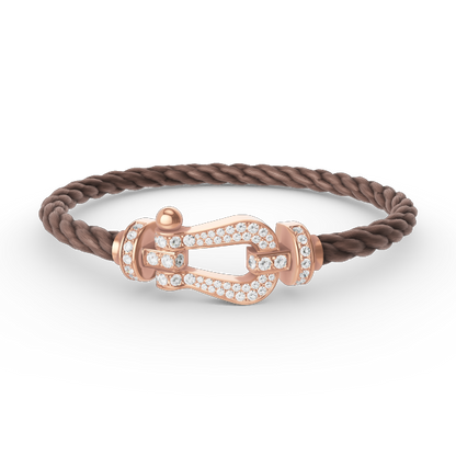 [Love More]FORCE GROSSES HUFEISENARMBAND MIT VOLLMUNDDIAMANTEN IN ROSÉGOLD