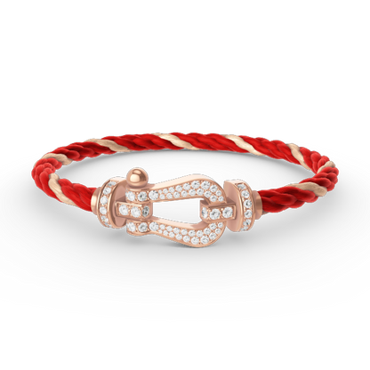 [Love More]FORCE GROSSES HUFEISENARMBAND MIT VOLLMUNDDIAMANTEN IN ROSÉGOLD