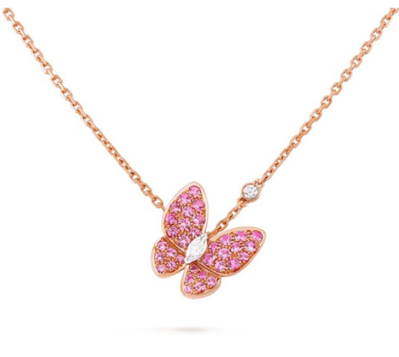 [Love More] SCHMETTERLING ROTE DIAMANT ROSÉGOLD HALSKETTE