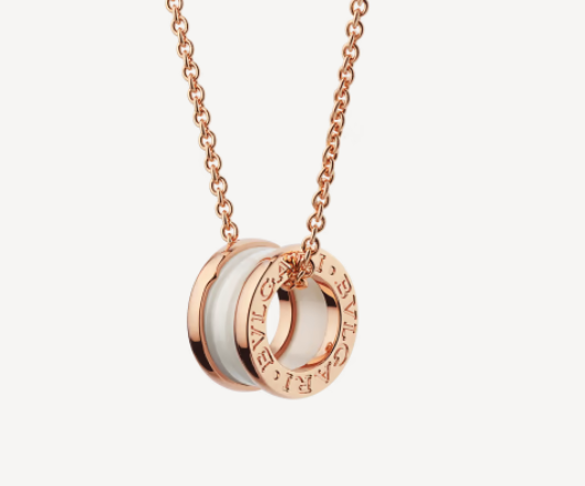 [Love More]ZERO 1 WHITE CERAMIC PINK GOLD NECKLACE