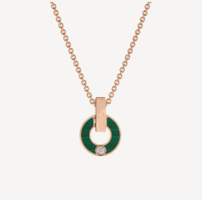 [Love More]GARI NECKLACE PINK GOLD MALACHITE