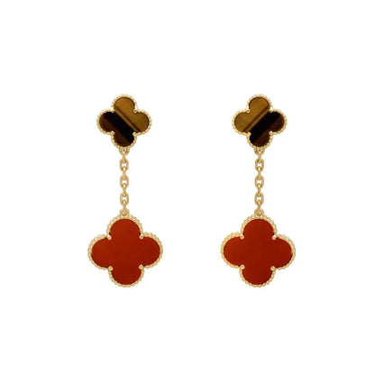 [Love More]CLOVER  2 MOTIF  TIGER EYE CARNELIAN EARRINGS