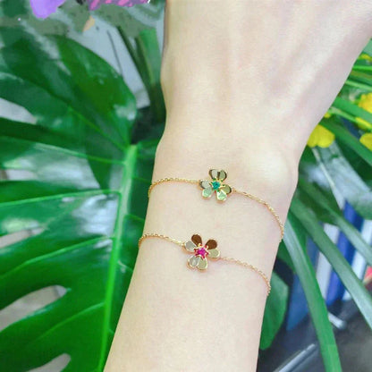 [Love More]FRIVOLE GOLD BLUME ROSA MALACHIT ARMBAND