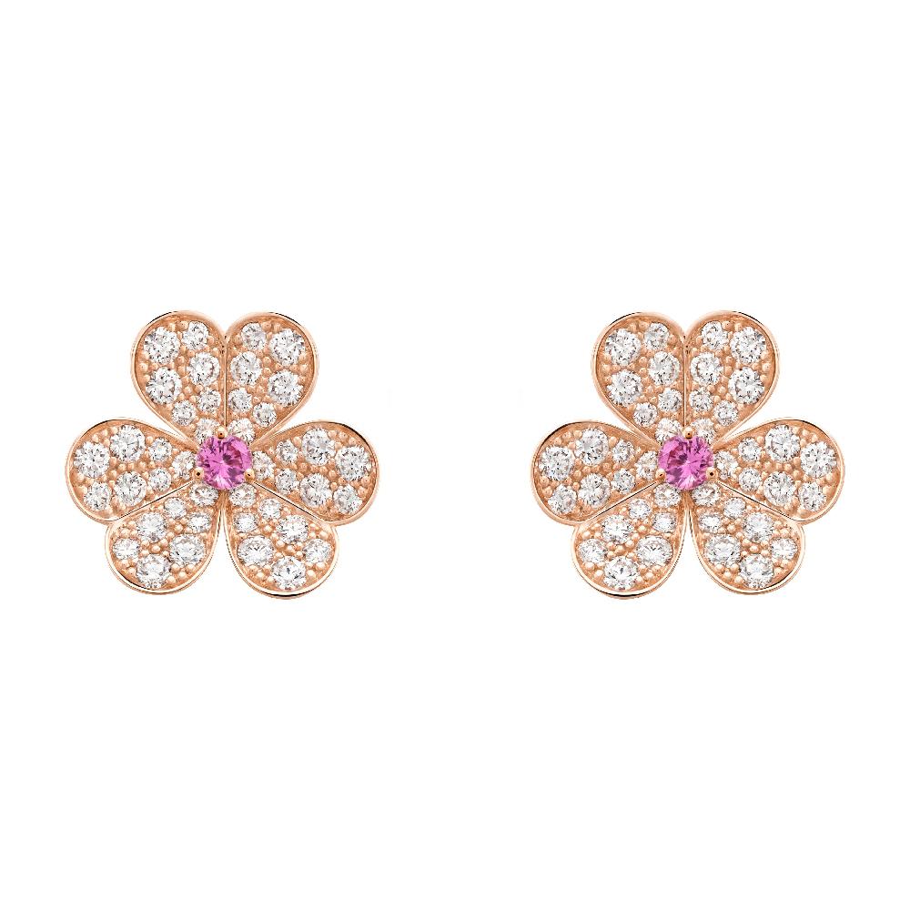 [Love More]FRIVOLE PINK GOLD FLOWER DIAMOND EARRINGS