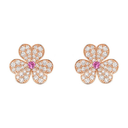 [Love More]FRIVOLE PINK GOLD FLOWER DIAMOND EARRINGS