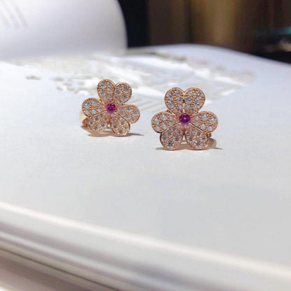 [Love More]FRIVOLE PINK GOLD FLOWER DIAMOND EARRINGS