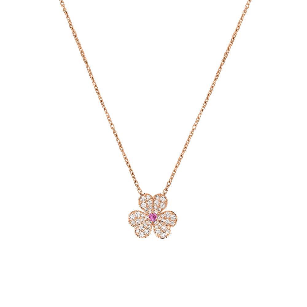 [Love More]FRIVOLE ROSÉGOLD-HALSKETTE MIT BLUMEN UND DIAMANTEN