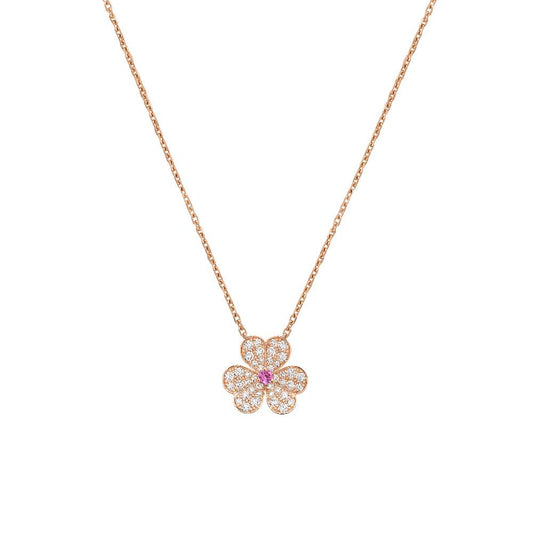 [Love More]FRIVOLE ROSÉGOLD-HALSKETTE MIT BLUMEN UND DIAMANTEN