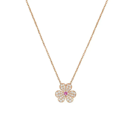 [Love More]FRIVOLE ROSÉGOLD-HALSKETTE MIT BLUMEN UND DIAMANTEN